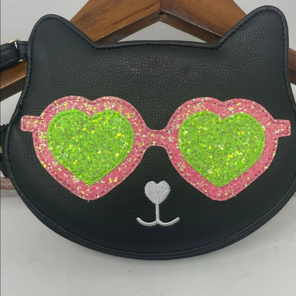 Betsey Johnson Black Cat W/Sunglasses Wristlet Excellent Condition